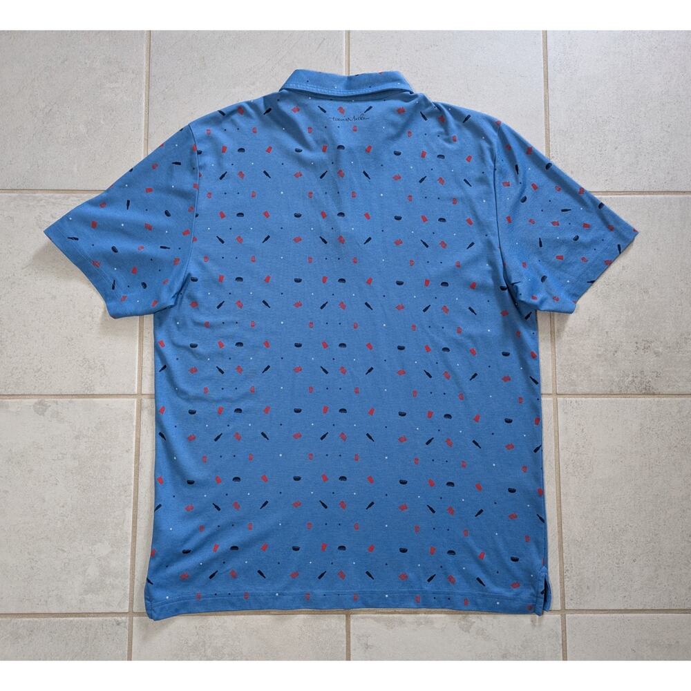 Travis Mathew Men's Large Golf Polo Shirt USA Print Blue Stretch The Boulders - Picture 6 of 7